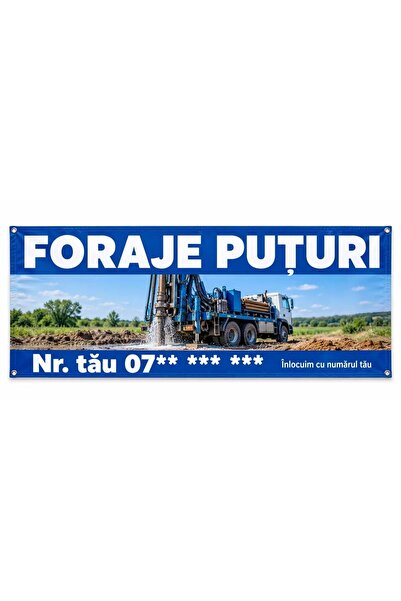 ShopPrint Banner foraje puțuri cu numărul tău, 150x75 cm, frontlit cu tiv și ...