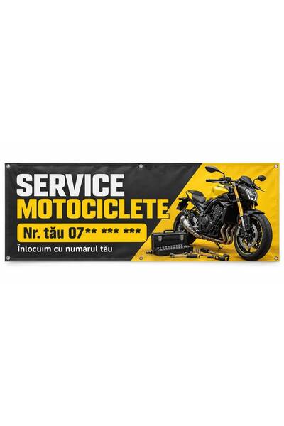 ShopPrint Banner service motociclete cu numărul tău, 250x100 cm, frontlit cu ...