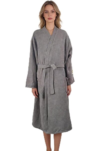 Generic Waffle Bathrobe Women Fleece Hooded Dressing Gown-Plush Long Robe,Com...