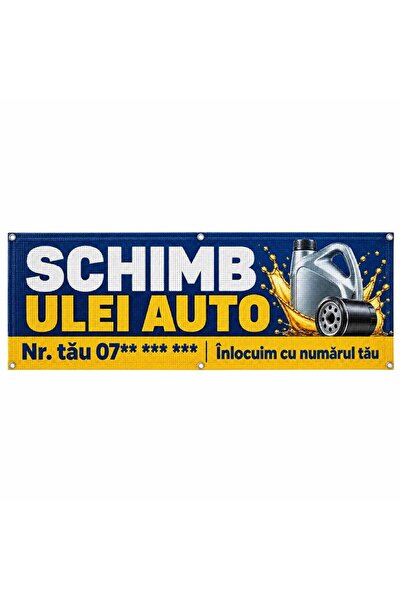 ShopPrint Mesh schimb ulei auto cu numărul tău, 150x50 cm, mesh cu tiv și capse