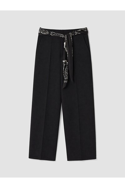LC Waikiki Black Women's Trousers with Belted Scarf