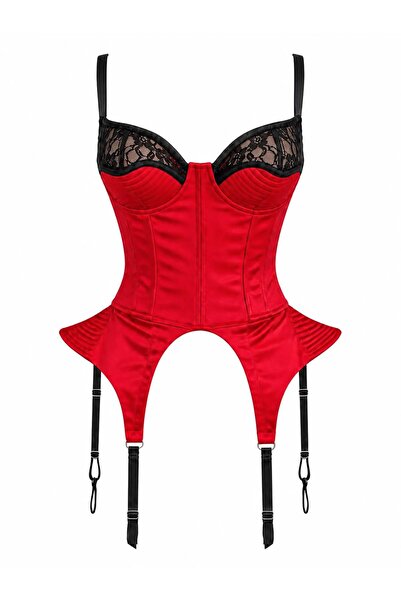 Atelier Carmen Babes Corset Rosu cu Dantela
