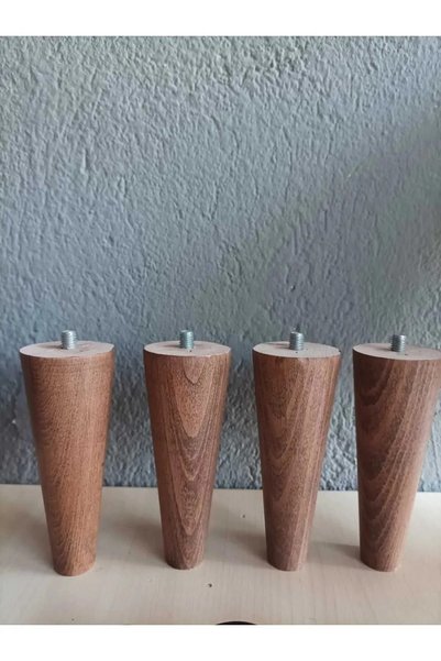 cangül ahşap 30 cm ceviz konik ayak 4 adet (pastik aparatlı)