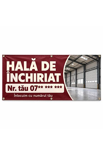 ShopPrint Banner hală de închiriat cu numărul tău, 100x50 cm, frontlit cu tiv...