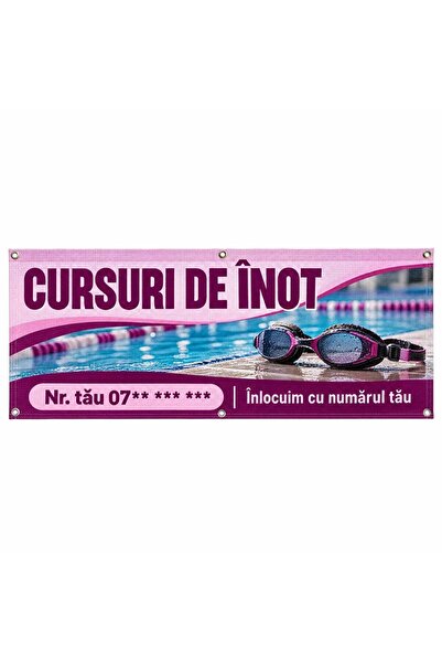 ShopPrint Mesh cursuri de înot cu numărul tău, 300x120 cm, mesh cu tiv și capse