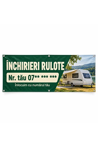 ShopPrint Banner închirieri rulote cu numărul tău, 300x120 cm, frontlit cu ti...