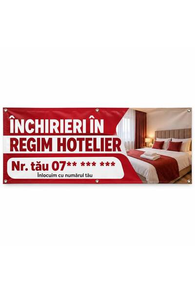 ShopPrint Banner închirieri în regim hotelier cu numărul tău, 300x120 cm, fro...