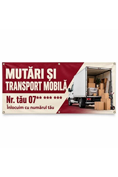 ShopPrint Banner mutări și transport mobilă cu numărul tău, 200x100 cm, front...