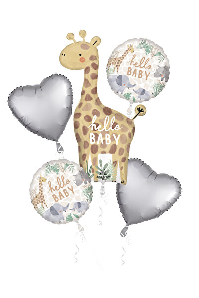Anagram Buchet de baloane din folie Jungle hello BABY, 5 bucăți