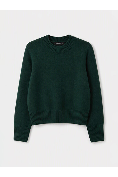 LC Waikiki Γυναικείο πλεκτό πουλόβερ LCW Vision Green Crew Neck