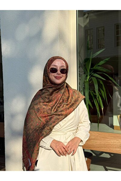 Shiraa Haki Premium Kaşmir Şal