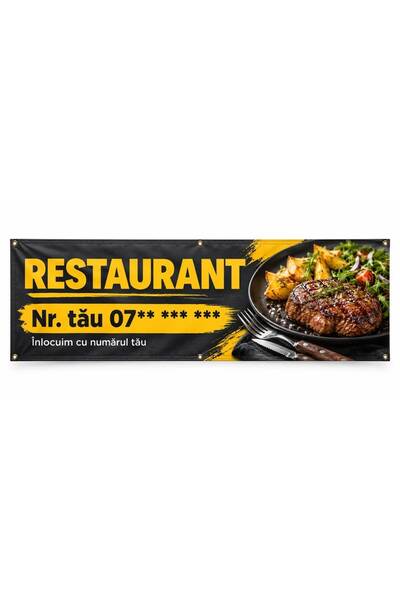 ShopPrint Banner restaurant cu numărul tău, 300x100 cm, frontlit cu tiv și capse