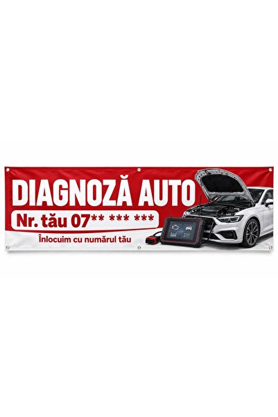 ShopPrint Banner diagnoză auto cu numărul tău, 150x50 cm, frontlit cu tiv și ...