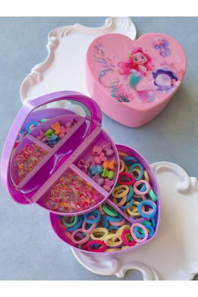 Toka Kutum Kids Store Deniz Kızı Desenli Aynalı Toka ve Takı Kutusu Pembe