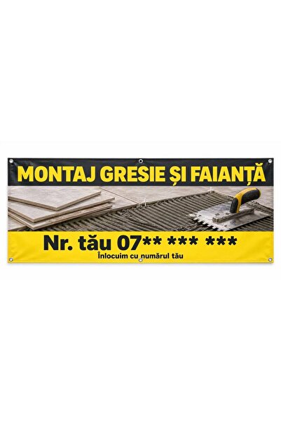 ShopPrint Banner montaj gresie și faianță cu numărul tău, 300x120 cm, frontli...