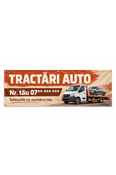 ShopPrint Banner tractări auto cu numărul tău, 225x75 cm, frontlit cu tiv și ...