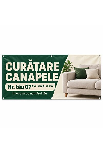 ShopPrint Banner curățare canapele cu numărul tău, 200x100 cm, frontlit cu ti...