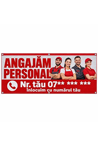 ShopPrint Mesh angajăm personal cu numărul tău, 300x120 cm, mesh cu tiv și capse