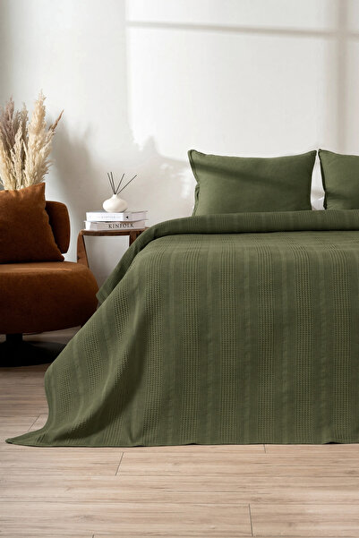 ARMADA HOME Green Waffle Bedspread – Double Size