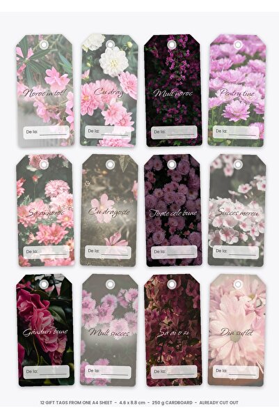 OEM Set 12 Etichete Cadou Noroc în tot, Design Elegant, Carton Premium 250g, ...