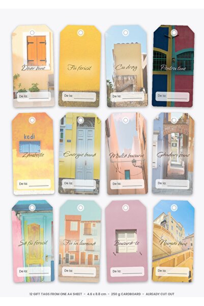 OEM Set 12 Etichete Cadou Doar energie pozitivă, Design motivațional, Carton ...