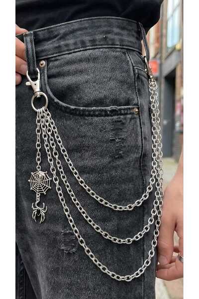 Corvus kolye&bileklik Spider Web Detailed Multi-Row Trouser Chain