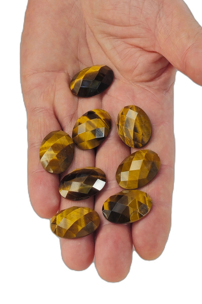 Pozitif Doğal Taş Sparkling Tiger's Eye Cabochon Ring Stone 618-2