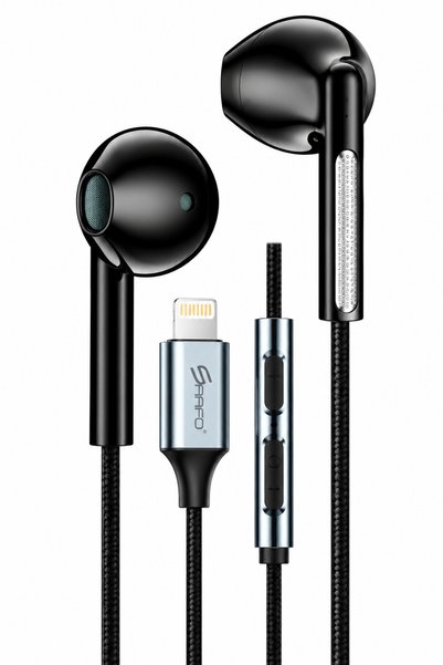 Saafo SF0312 Lightning Wired Music Headphones with Microphone & Remote - Black