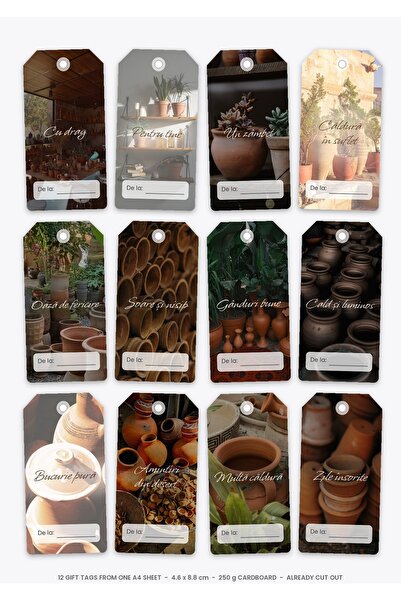 OEM Set 12 Etichete Cadou Soare de Deșert, Design Artistic, Carton Premium 25...
