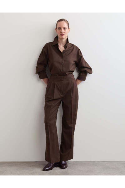 Marks & Spencer Yün Karışımlı İnce Çizgili Pantolon