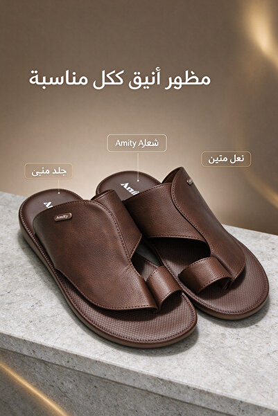 Hayyin Mart صنادل رجالية عصرية مسطحة من الجلد بحلقة عند الأصابع، شباشب أنيقة ...