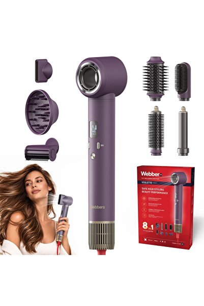 WEBBER Styler de păr DHD7 8în1, BLDC 110000 rpm, ionizare, LCD, 1300W