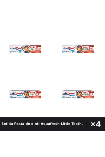 Aquafresh Set 4x Pastă de dinți Little Teeth, 50 ml