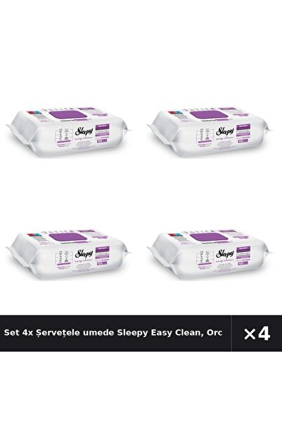 Sleepy Set 4x Șervețele umede Easy Clean, Orchid Garden, multisuprafețe, 100 buc