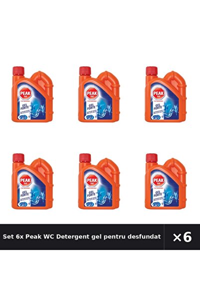 Peak WC Set 6x Detergent gel pentru desfundat tevi Peak Out Forte, 500 ml