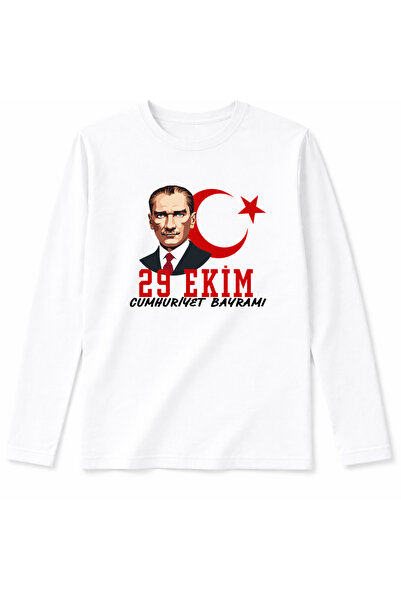 Efendioğlu Design Long Sleeve New October 29 Republic Day Ataturk Printed Cot...