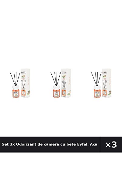 Eyfel Set 3x Odorizant de camera cu bete Eyfel, Acacia, 120 ml