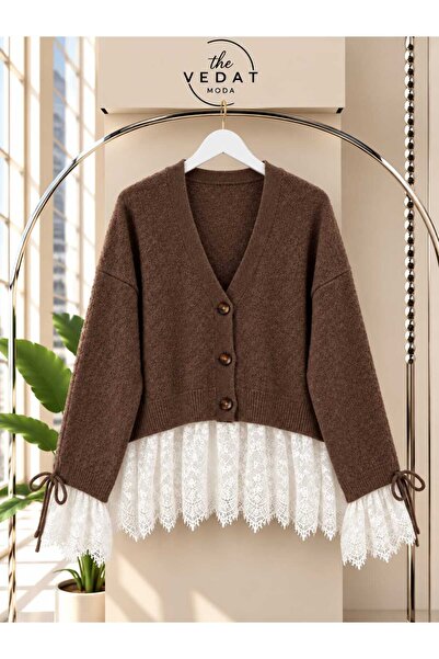 MODA VEDAT Cardigan de damă cu detalii din tul -0550