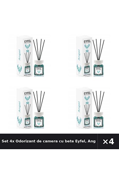 Eyfel Set 4x Odorizant de camera cu bete Eyfel, Angel, 120 ml