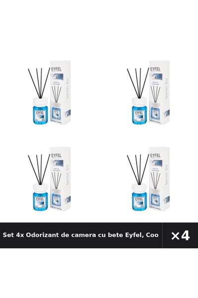 Eyfel Set 4x Odorizant de camera cu bete Eyfel, Cool Water, 120 ml