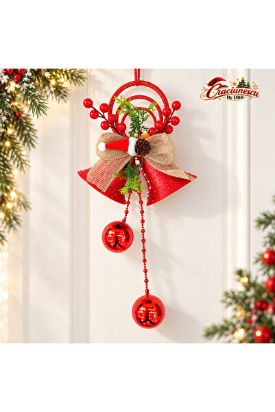 Craciunescu By DBR Christmas Decoration with Bells and Red Globes, Rustic Sty...