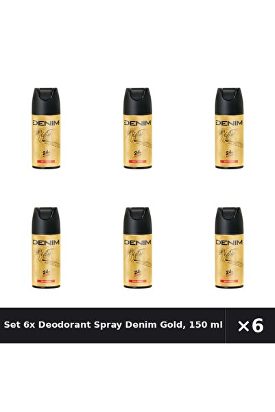 Denim Set 6x Deodorant Spray Gold, 150 ml