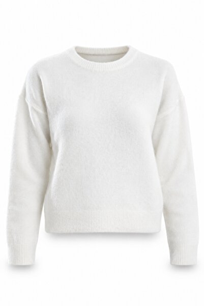 5in1Canpolat Ecru Crew Neck Soft Textured Sweater 251297