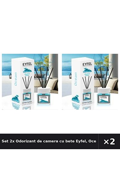 Eyfel Set 2x Odorizant de camera cu bete Eyfel, Ocean, 120 ml