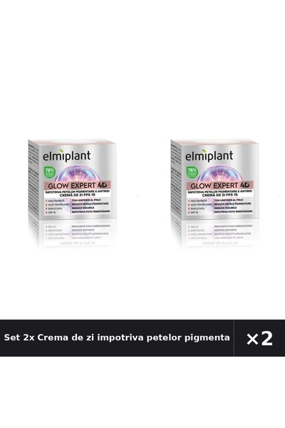 ELMIPLANT Set 2x Crema de zi impotriva petelor pigmentare Glow Expert 4D, 50 ml,