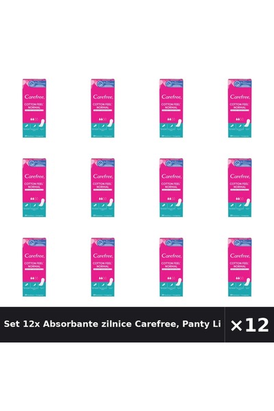 Carefree Set 12x Absorbante zilnice Carefree, Protej-slipuri Cotton Fresh, 20...