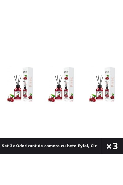 Eyfel Set 3x Odorizant de camera cu bete Eyfel, Cirese, 120 ml