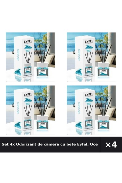 Eyfel Set 4x Odorizant de camera cu bete Eyfel, Ocean, 120 ml