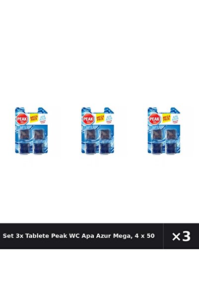 Peak WC Set 3x Tablete Apa Azur Mega, 4 x 50 g