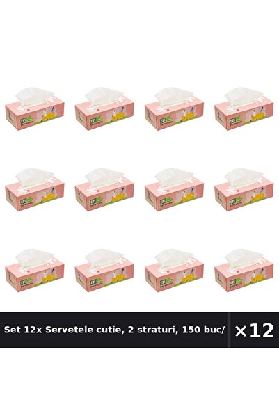 Elfi Set 12x Servetele cutie, 2 straturi, 150 buc/set, Family